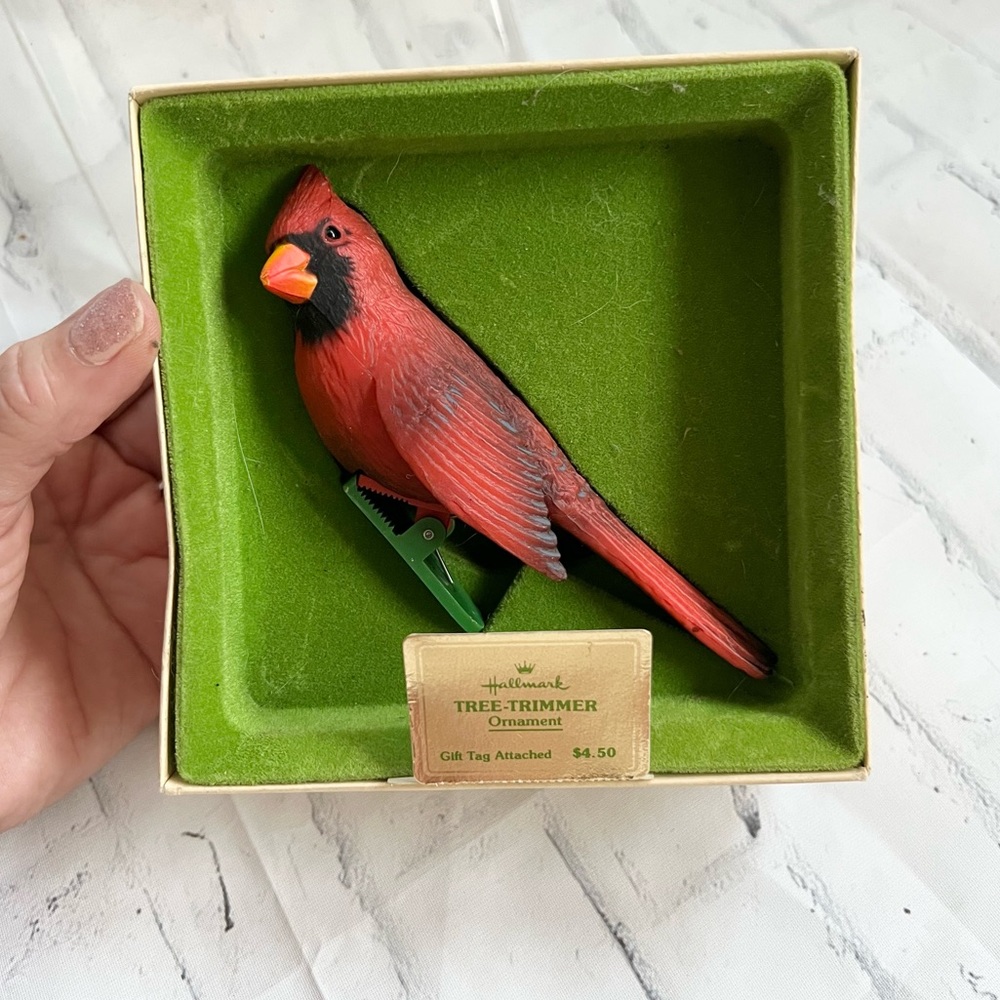 Vtg 1978 Hallmark Cardinal Bird Tree Trimmer Ornament Clip-On MIB Rare